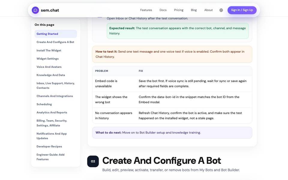 CRM Software Pro bot builder documentation screenshot
