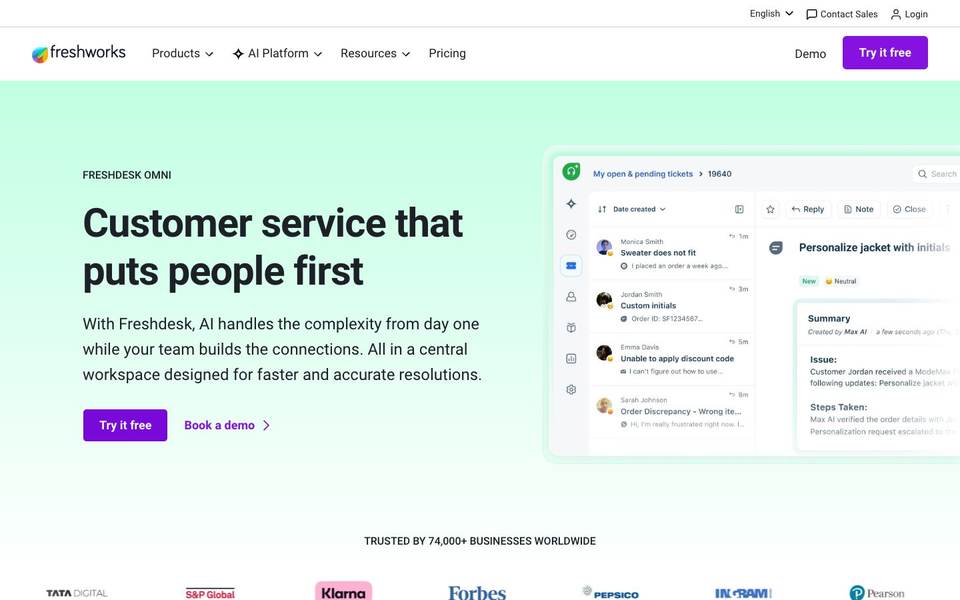 Freshdesk Omni page screenshot