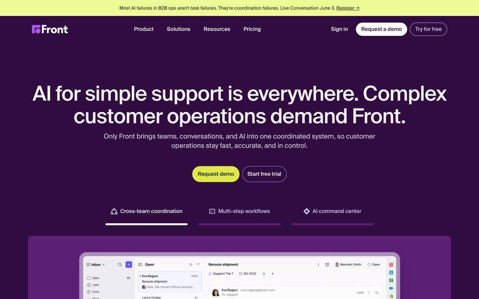 Front homepage screenshot