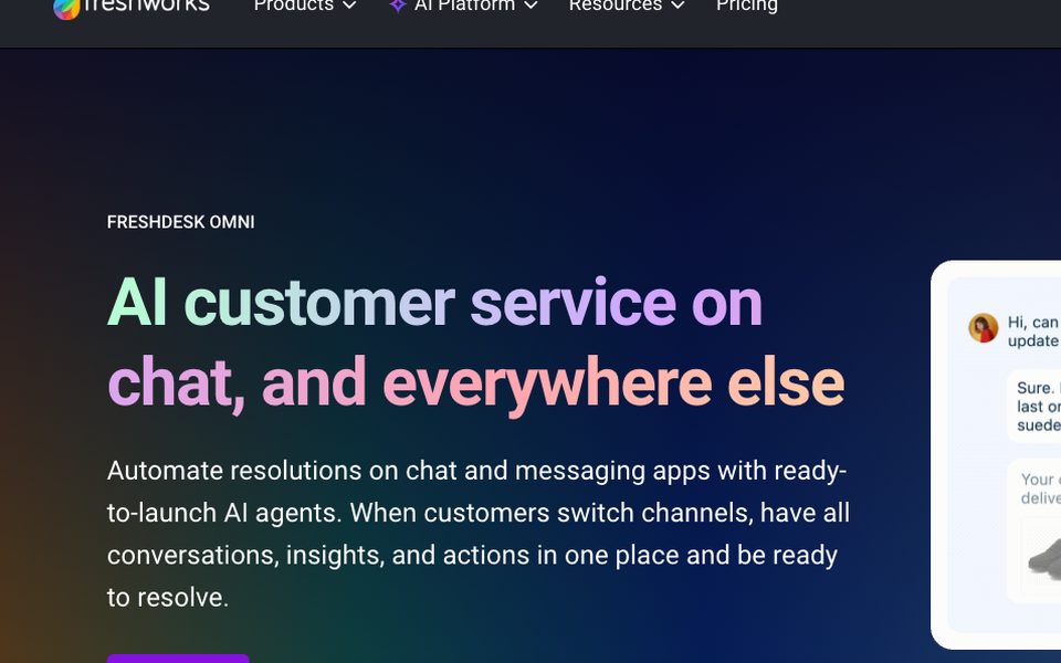 Freshchat by Freshworks homepage